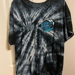 tie dye santa cruz shirt with logo